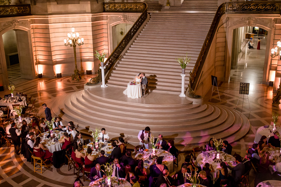 Sf City Hall Wedding Reception Bernit Bridal San Francisco City Hall Wedding Reception Kissing Under The Rotunda